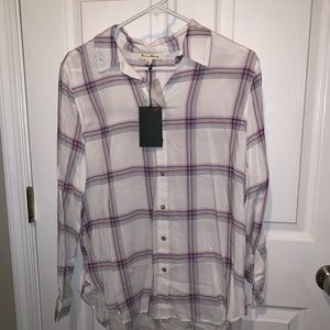 NWT June and Delancey White/Pink/Blue Plaid Shirt